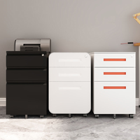 Meuble de rangement mobile à 3 tiroirs verrouillables avec roulettes en acier pour bureau et maison – Achat en gros