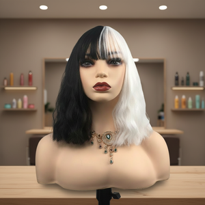 <span class=keywords><strong>Perruque</strong></span> de cosplay <span class=keywords><strong>Cruella</strong></span> réglable de haute qualité UMUSE pour femme, noire et blanche, longue, ondulée, résistante à la chaleur, transparente, vente en gros - Product Image 4