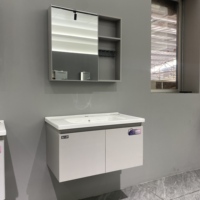 Ensemble meuble-lavabo mural WJL moderne en céramique anti-humidité 80 cm avec miroir éclairé et fonction de nettoyage facile pour salles de bain