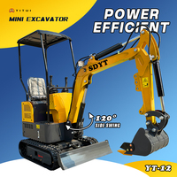 Mini-excavatrice de 1,2 tonne, moteur personnalisable avec fonction de bras oscillant, application domestique et agricole, livraison gratuite