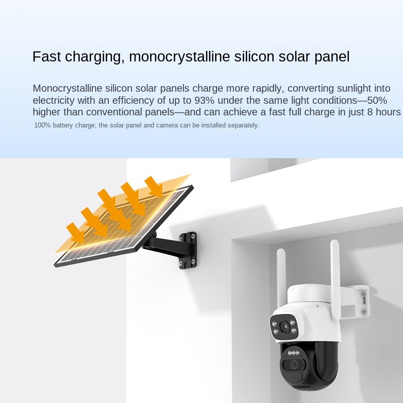 Outdoor Solar Camera 4MP IP66 Waterproof Indoor Outdoor Multi-Lens Dual Screen Security Camera Built-in Battery for Home Yard · image 2