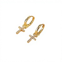 Boucles d'oreilles RQ Cross Hoop pour femmes, style grunge classique, nouvelle tendance 2022, style coréen, piercing, bijoux hip hop, cadeau