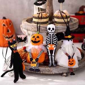 Décoration d'Halloween - Pendentif Citrouille Chat Noir Fantôme - Petit Pendentif pour Fête à Thème Halloween à la Maison - Product Image 3