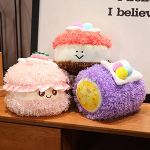 Atacado Plush Curculy Bolo Stuffed Doll Decoração Home Presente De Aniversário Pão Boneca Morango Creme Bolo De Pelúcia