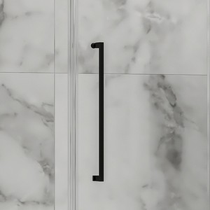Kamalu KT6000N Moderno 135cm Puerta de Ducha con Bisagras 2 Paneles Fijos Negro Sin Marco Aluminio 8mm Vidrio Rectángulo para Baño - Product Image 6