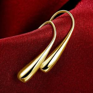 Orecchini a cerchio a goccia d'acqua E2742 neri e placcati oro su argento, design minimalista, unisex, per tutti i giorni - Product Image 4