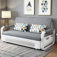 Canapé-lit de luxe moderne pour salon, pliable et extensible, avec structure métallique, revêtement en tissu, mousse haute densité et rangement, idéal pour appartement