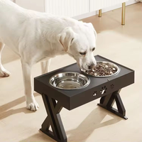 Support de gamelles surélevées réglable pour chien, mangeoire surélevée pour animaux de compagnie avec 2 gamelles en acier inoxydable, hauteur réglable, gamelle pour nourriture et eau pour chiens