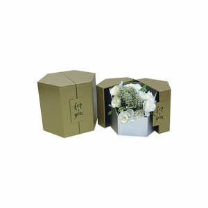 Двойной открытый шестиугольный цветок подарочная коробка набор крафт-бумаги и картона для доставки и ручной доставки - Product Image 4