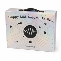 Individuell Bedruckte Holografische Starre Karton-Geschenkbox mit Tragegriff und Goldenen Metallbeschlägen für Mondkuchen-Verpackung Großhandel