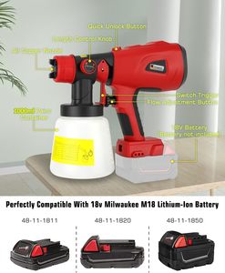 <span class=keywords><strong>Pistola</strong></span> de Pintura Inalámbrica HVLP de 200W para Autos, Aplicación de Tinte para Madera, Compatible con Batería <span class=keywords><strong>Milwaukee</strong></span> <span class=keywords><strong>M18</strong></span> de 18V (Herramienta Sin Pintura) - Product Image 2