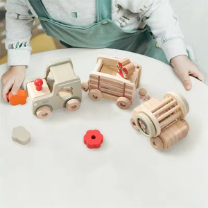 Train en bois bébé éducation précoce multi-fonction Train bébé ramper forme cognitif roulement tambour voiture jouet ensemble cadeau pour tout-petit - Product Image 4