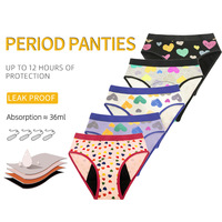 Sous-vêtement étanche imprimé à la mode 4 Culotte Menstruelle Absorbant Filles Période Menstruelle Culotte pour Adolescentes Filles