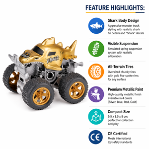 Coche <span class=keywords><strong>de</strong></span> juguete <span class=keywords><strong>de</strong></span> inercia doble <span class=keywords><strong>de</strong></span> tiburón monstruo realista, <span class=keywords><strong>de</strong></span> gran venta al por mayor, con neumáticos grandes y texturizados, para niños - Product Image 2