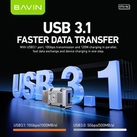 BAVIN adaptor USB Tipe c ke Usb 3.1 OTG56, 120W 10Gbps adaptor Usb c betina ke USB a Male Converter pembaca kartu adaptor Otg
