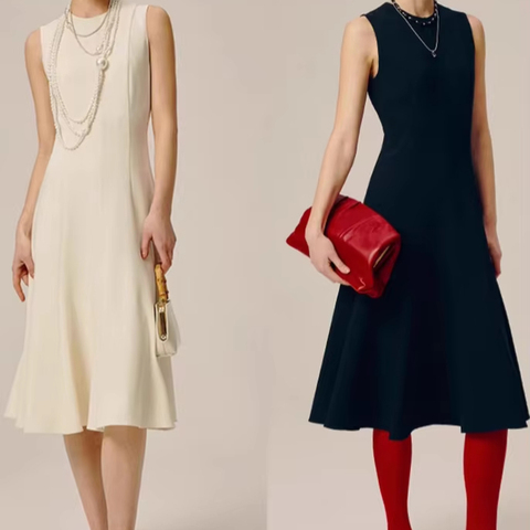 Latest Dresses for Women 2025 Triacetate Dress High Waist A-line Sleeveless Maxi Dress for Women