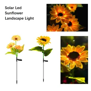 LED Solar sunFlower Stake Light For Garden Pathway Landscape Security Villa Gate Garden Holiday Party Christmas Decoration