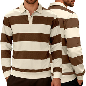<span class=keywords><strong>Polo</strong></span> a <span class=keywords><strong>Maniche</strong></span> <span class=keywords><strong>Lunghe</strong></span> Casual Sportiva Trendy da Uomo, in <span class=keywords><strong>Maglia</strong></span> a Righe Bicolore con Bottoni - Product Image 6