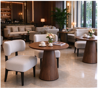 Fauteuil d'appoint moderne rembourré avec table d'appoint conique en bois, ensemble de meubles pour hall d'hôtel, café, bureau, réception, salon