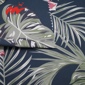 Anyaman poliester spandeks ringan gaya Modern 4 cara peregangan daun tropis motif bunga Hawaii kain untuk gaun - Product Image 4