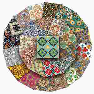 50 Pieces Antique <b>Flower</b> Tiles Cartoon Creative Pattern <b>Stickers</b> Landscape Materials for Planner Computer Decoration - Product Image 5