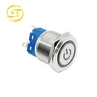 Interrupteur à bouton-poussoir de 16 mm avec LED et signal d'alimentation, interrupteur momentané métallique étanche à verrouillage automatique 3V 5V 6V 12V 24V 220V