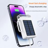 Batterie solaire portable à LED lithium-ion avec câble, 10000 mAh, sortie multi-ports personnalisée, chargeur de téléphone, stations d'alimentation