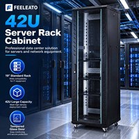 Armoire de serveur 19 pouces de profondeur standard 27U avec double cadre ouvert à 4 poteaux en acier SPCC thermolaqué en stock