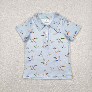 ชุดเสื้อโปโลแขนสั้นลายเป็ดสำหรับเด็กผู้ชายพร้อมชุดรอมเปอร์เข้าชุด - Product Image 2