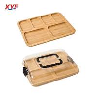 Bamboe gesplitst dinerbord Modern eenvoudig ontwerp Effen patroon Huishoudelijk fruit Snackplateau Gedroogd fruitbord Transparant