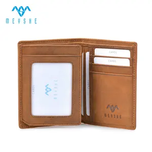 Factory price hot sale brown nubuck genuine leather minimalist standard size coin wallet for men