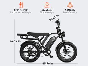 Bicicletas Eléctricas <span class=keywords><strong>Fat</strong></span> Bike Desde Almacén en UE y EE. UU. 20 Pulgadas 1000W 48V 15A Batería Dual Freno Hidráulico V8 Max - Product Image 3