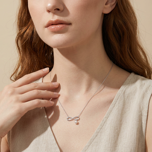 Top Quality Infinity Style 18K White Gold Natural Diamond Pearl Pendant Necklace Chain Simple Elegant Design for Everyday Wear - Product Image 6