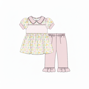 Venta al por mayor de ropa para niños y niñas de alta calidad conjunto de primavera fútbol Cheer rojo rayas túnica Top con conjunto de mallas - Product Image 1