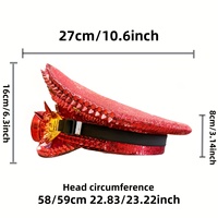 Chapeau de Capitaine Steampunk Rouge à Paillettes et Strass, Luxe, pour Fêtes, Personnalisé, Unisexe, Décontracté, Plage - Vente en Gros, MOQ 3