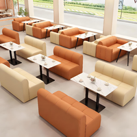 Ensemble de canapés modernes en cuir, orange, lait, thé, stand à double siège, lumière, restaurant, café, table à dessert