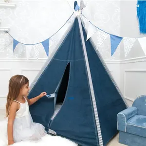 Asweets Indoor Kids Play Tent Toy Gift Denim Fabric Indian Teepee For Children