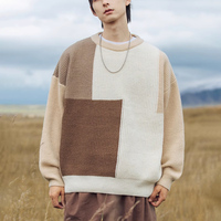 Herren Retro Pullover Winter-Sweater Hochwertig Gestrickter Kaschmir Langarm mit Fell-Fleece Locker Sitzend Designer Übergröße