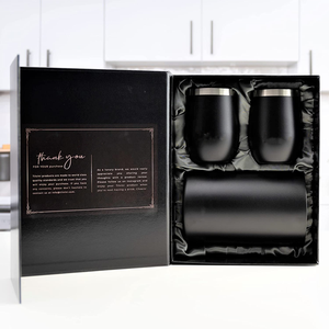 Bicchiere da vino senza stelo in acciaio inossidabile con coperchio bicchiere da vino isolato secchio per refrigeratore accessori per vino in seta Set di scatole regalo - Product Image 2