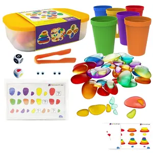 Rainbow Plastic stacking toy Pebbles counting bear - Sorting and Stacking Stones educational toy learning toy