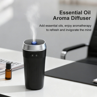 Diffuseur d'huiles essentielles ultrasonique portable de type C, humidificateur d'aromathérapie électrique pour voiture avec lumière colorée