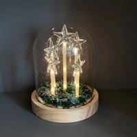 Dômes en verre transparent personnalisés pour décoration de table de Noël Dômes électroluminescents à DEL affichage cylindrique ou circulaire
