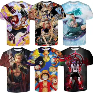 Camiseta personalizada de manga japonesa para hombre, camisa de personaje de anime, tela de malla 100% poliéster, estampado 3d
