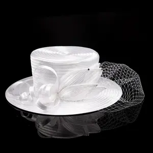 Deluxe White Church Hats Party Fascinator Kentucky Derby cappelli banchetto panno di raso cappelli da sole accessori per capelli per le donne