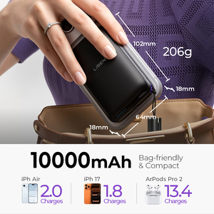 LISEN 65W PD Power Bank Qi2 25W Chargeur Magnétique Rapide Portable 10000mAh <span class=keywords><strong>Batterie</strong></span> <span class=keywords><strong>Externe</strong></span> pour <span class=keywords><strong>iPhone</strong></span> 17 Pro Voyage d'Affaires - Product Image 6