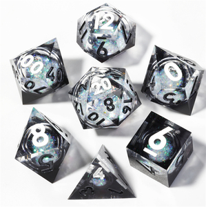 Mini Planet - Juego de Dados de Plástico de Alta Calidad para D4, D6, D8, D10, D12, D%, D20, Núcleo Líquido, Personalizado, 7 Piezas, para Juegos de Mesa - Product Image 1