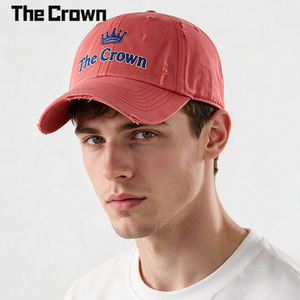 Gorra de Béisbol Personalizada al por Mayor de Alta Calidad, Estilo Desgastado, 6 Paneles, Sarga de Algodón, Bordado Plano, Roja Lavada, Ajustable, Unisex - Product Image 1