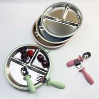 Ensemble de 9 pièces en silicone pour l'alimentation des bébés, comprenant une assiette à ventouse divisée, de qualité alimentaire, sans BPA, non toxique, vaisselle durable pour les tout-petits