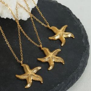 Collar de Moda con Colgante Geométrico de Acero Inoxidable, Collar Minimalista con Baño de Oro de 18k y Estrella de Mar para Mujer - Product Image 3