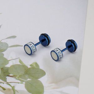 أقراط مرصعة للرجال ، أقراط سوداء عتيقة للحفلات ، أقراط طويلة ، حديد دائري ، فولاذ مقاوم للصدأ لحفلات السهرة 2 ozg - Product Image 4